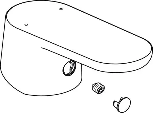 Griffhebel in Chrom-Optik mit einer runden Griffoberfläche und zwei Befestigungselementen. Hersteller ist Ideal Standard.
